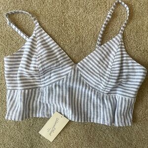 Blue and White Striped Crop Top